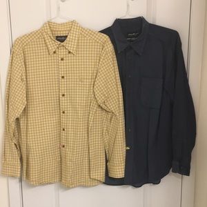 TWO MEN’S EDDIE BAUER DRESS SHIRTS-Size L-BUNDLED